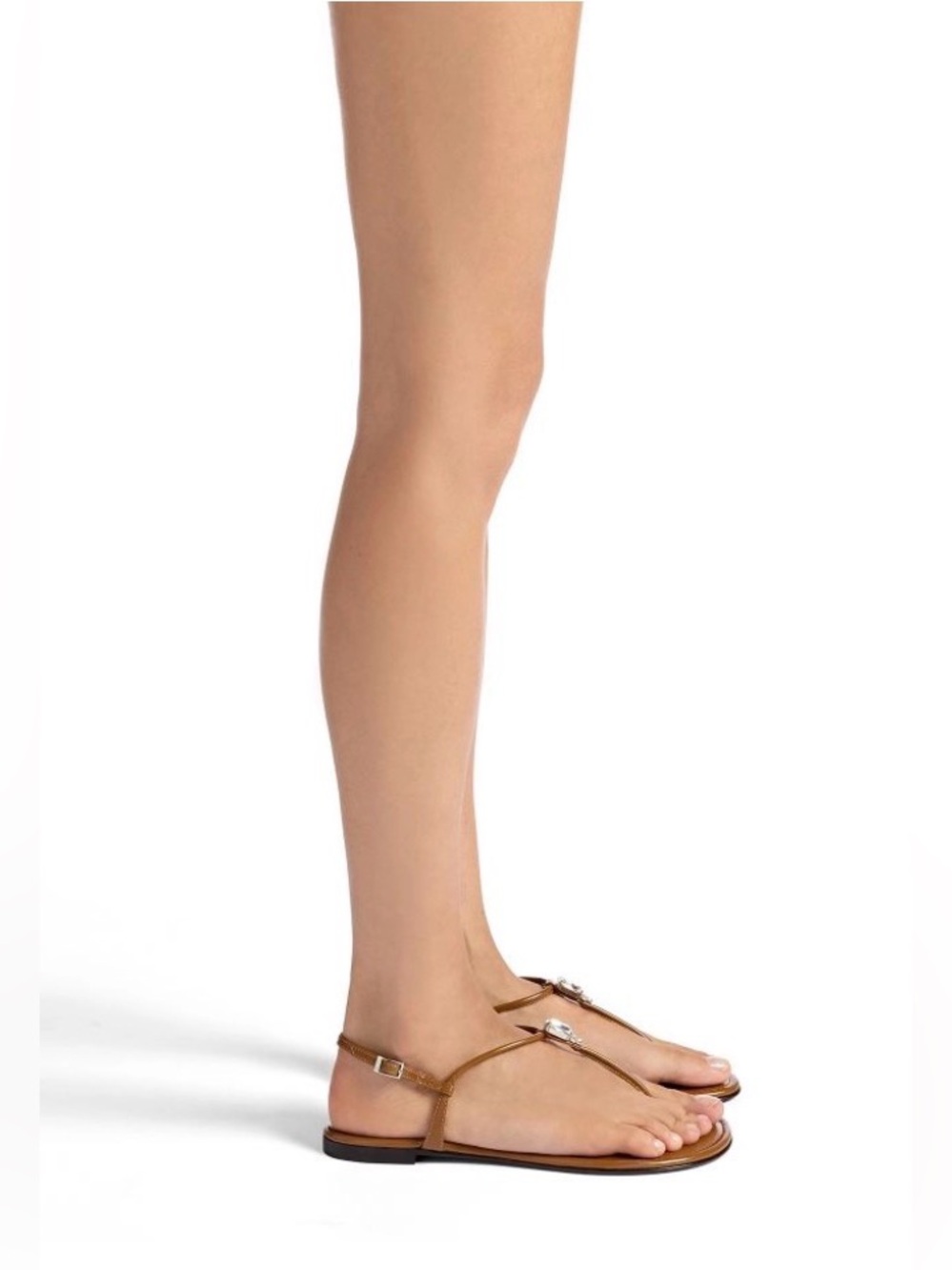 Giuseppe Zanotti Black Leather T-Strap Sandals with Crystal Accents. Size 37/7 - Picture 11 of 12